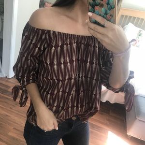 Garnet & Gold off the shoulder top!